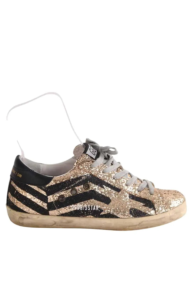 Super-Star Golden Goose Doré en Paillettes, taille 37 - Seconde Main