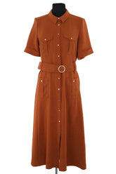 Robe Sézane Camel en Synthétique, taille L - Seconde Main
