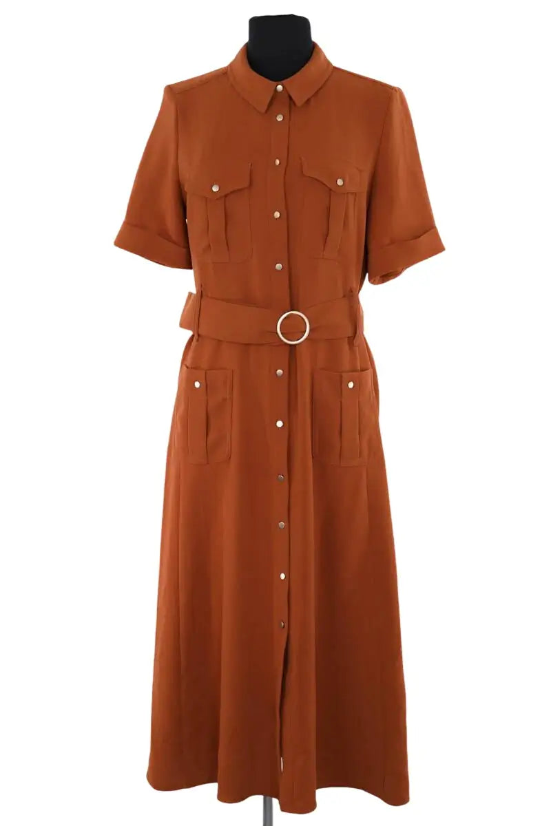 Robe Sézane Camel en Synthétique, taille L - Seconde Main