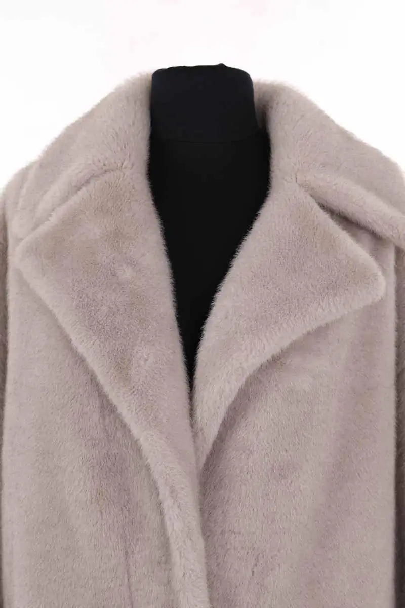 Manteau Plein Sud Gris en Daim