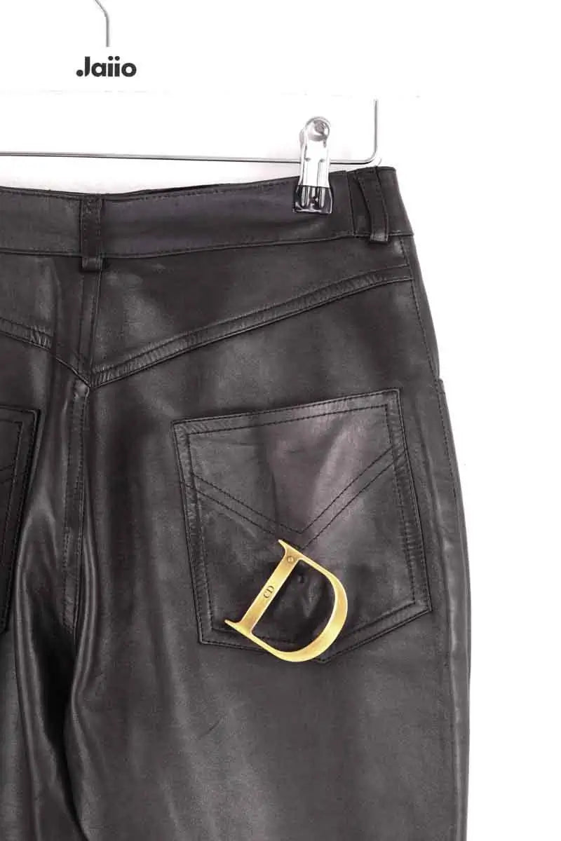 Pantalon droit Dior Noir en Cuir