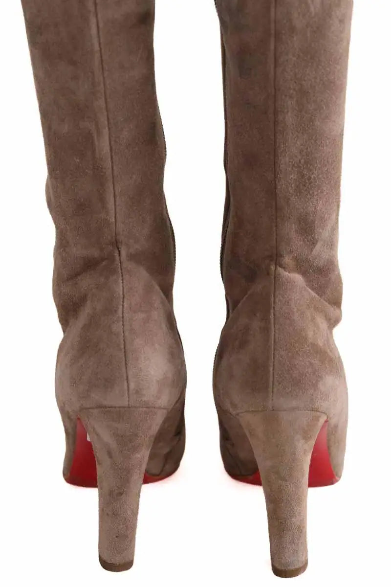 Bottes Christian Louboutin Marron en Daim