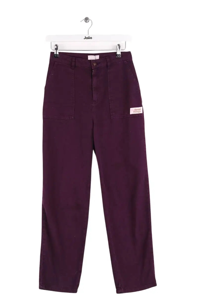 Pantalon droit Des Petits Hauts Violet en Coton, taille XS - Seconde Main