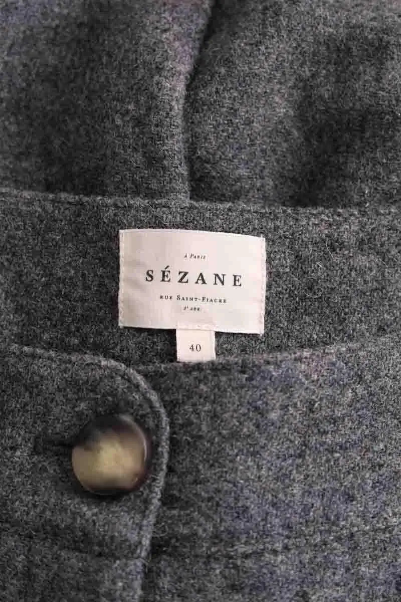 Pantalon large Sézane Gris en Laine