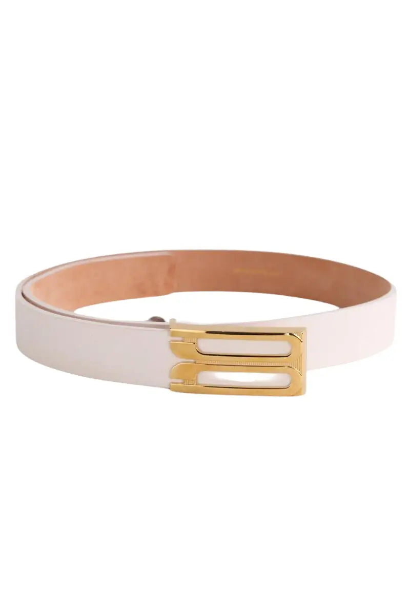 Ceinture Victoria Beckham Dorian frame belt 25mm Blanc en Cuir, taille S - Seconde Main