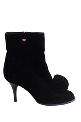 Boots Chanel Noir en Velours, taille 39 - Seconde Main
