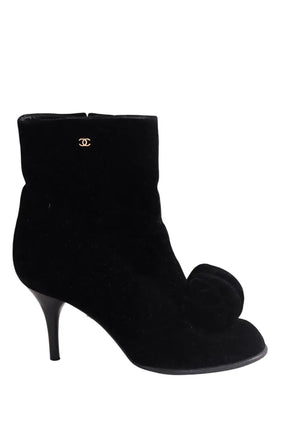 Boots Chanel Noir en Velours, taille 39 - Seconde Main