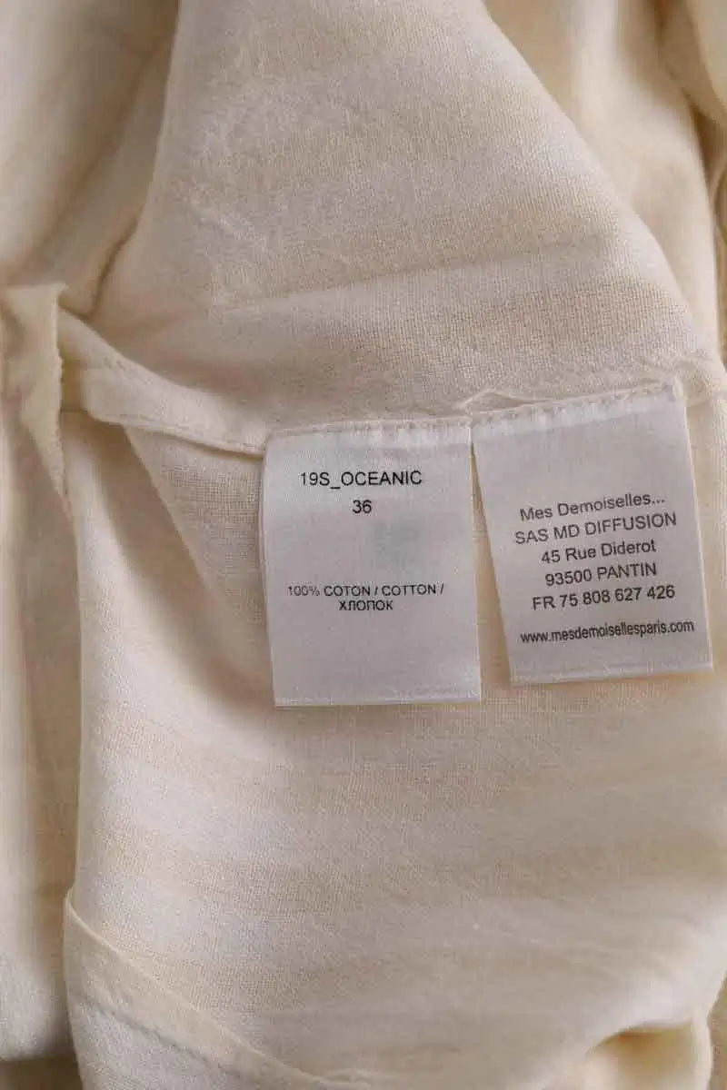 Pantalon droit Mes Demoiselles Oceanic Ecru en Coton