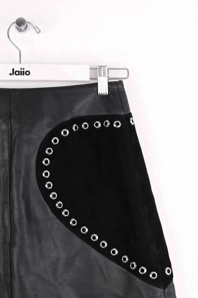 Mini jupe Maje Noir en Cuir