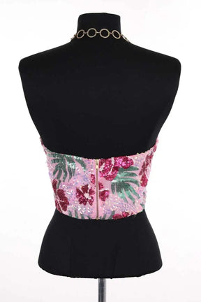 Top sans manche Maje Rose en Paillettes