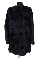 Manteau Maje Noir en Fourrure, taille S - Seconde Main