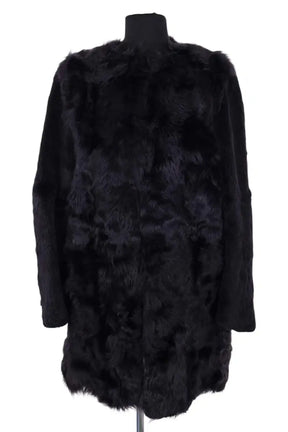Manteau Maje Noir en Fourrure, taille S - Seconde Main