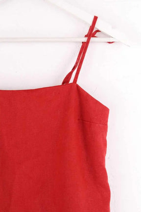 Top sans manche Reformation Rouge en Lin