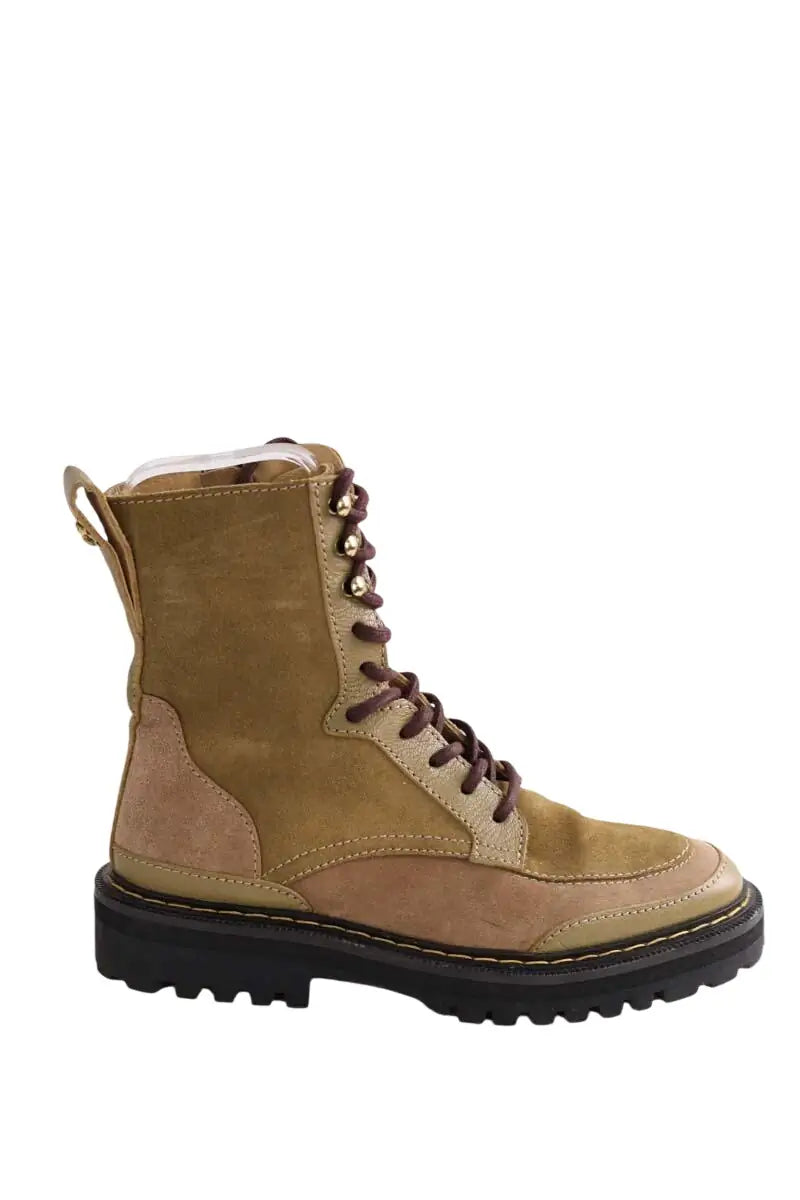 Boots à lacets Claris Virot Beige en Daim, taille 38 - Seconde Main