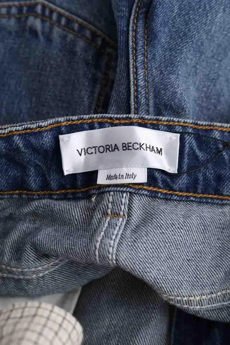 Jean large Victoria Beckham Bleu en Coton