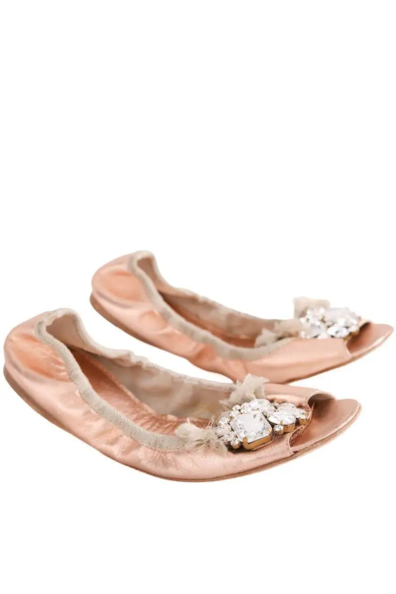 Ballerines Miu Miu Rose en Cuir