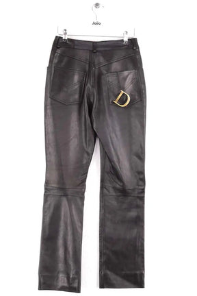 Pantalon droit Dior Noir en Cuir
