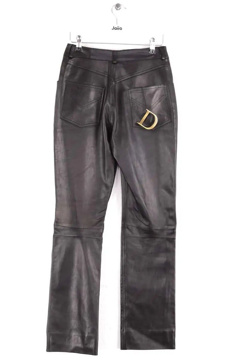 Pantalon droit Dior Noir en Cuir
