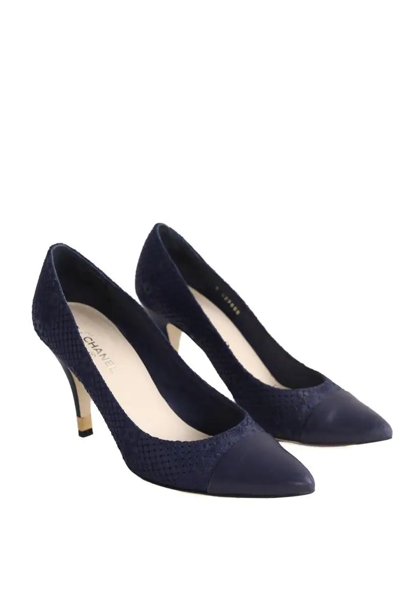 Talons Chanel Marine en Cuir