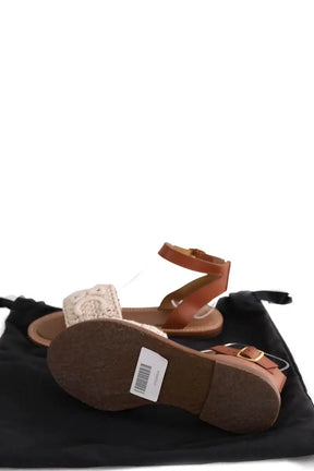 Mules Celine Lympia en toile triomphe Marron en Cuir