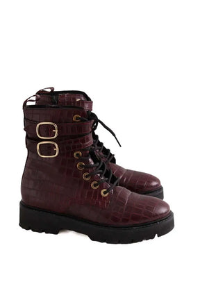 Boots à lacets Claudie Pierlot Bordeaux en Cuir