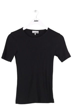 T-shirt Ganni Noir en Coton, taille XXS - Seconde Main