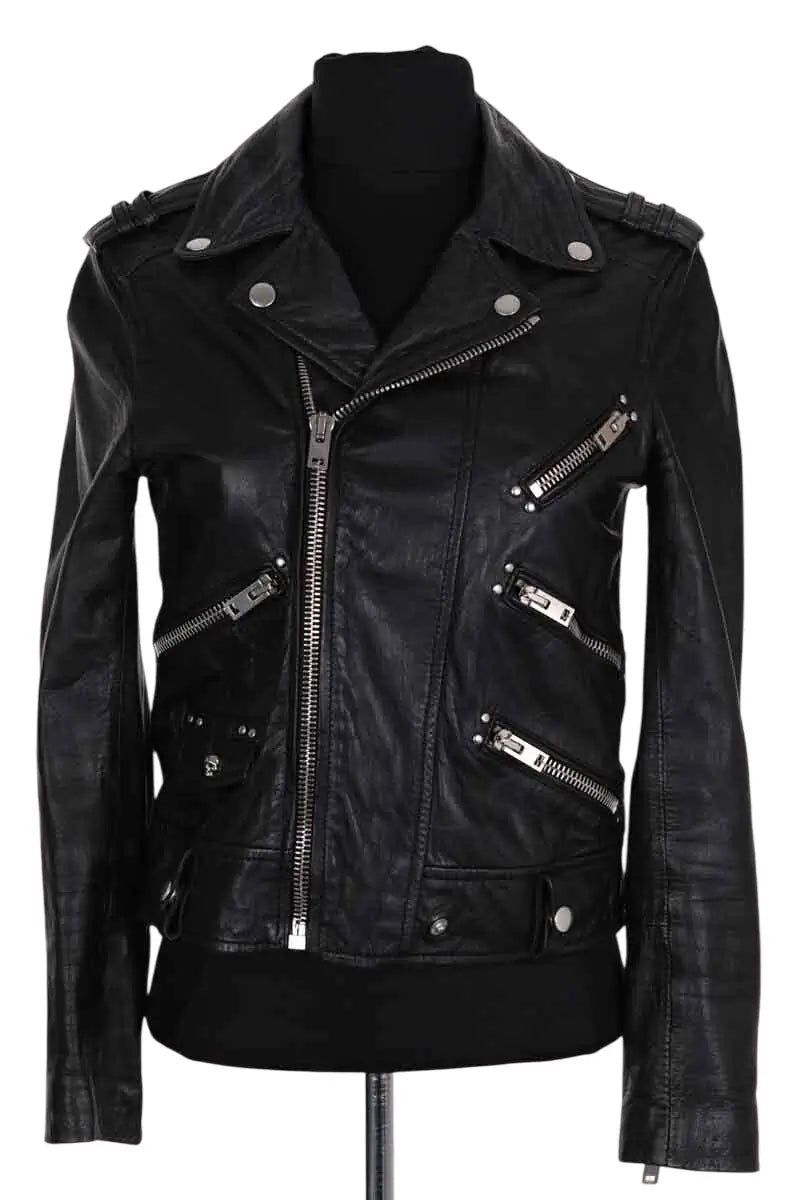 Veste The Kooples Noir en Cuir, taille S - Seconde Main