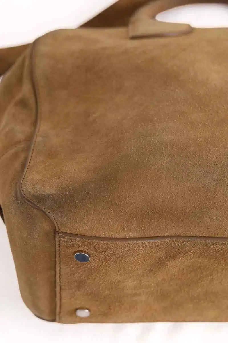 Sac à main Courrèges Three sixty M Camel en Daim