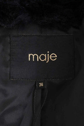 Manteau Maje Noir en Fourrure