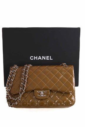 Sac à bandoulière Timeless/Classique en cuir verni camel