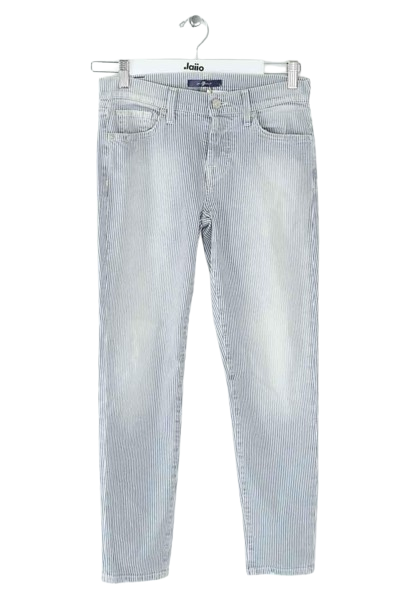 Pantalon droit en coton bleu