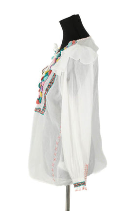 Blouse Antik Batik  Blanc
