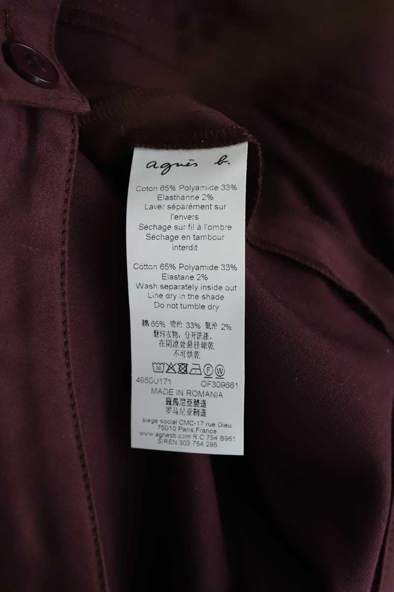 Pantalon droit Agnès B.  Bordeaux