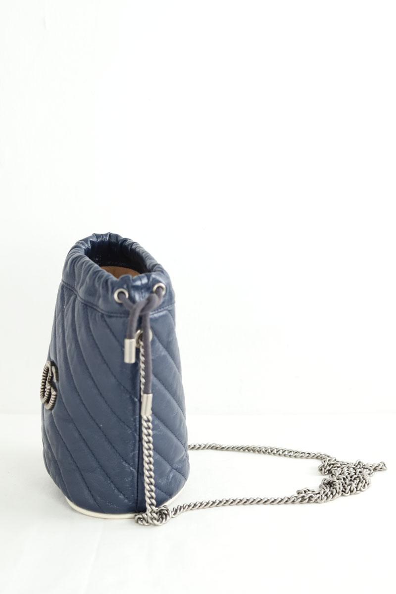 Sac à bandoulière Gucci GG Marmont Chain Bucket Marine