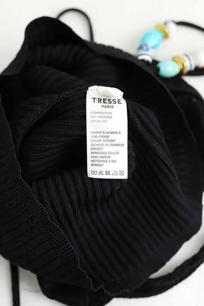 Top sans manche Tresse  Noir