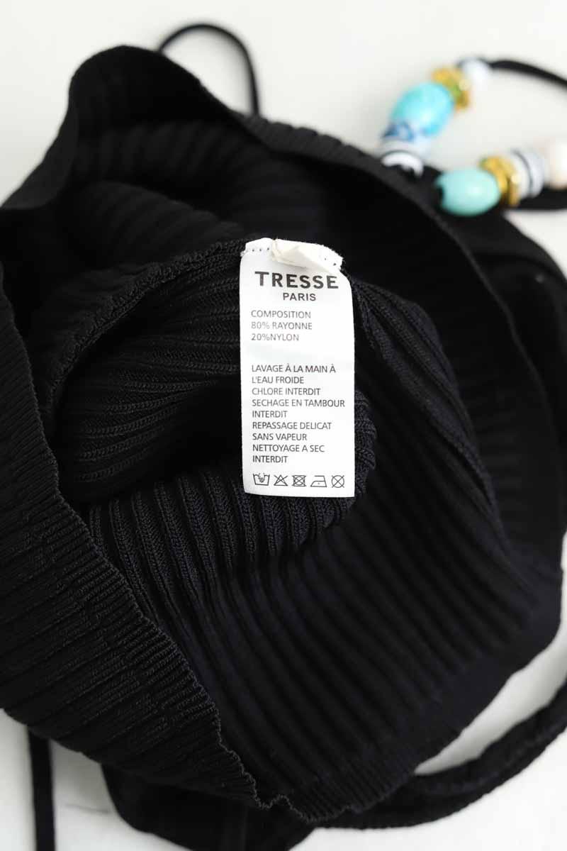 Top sans manche Tresse  Noir