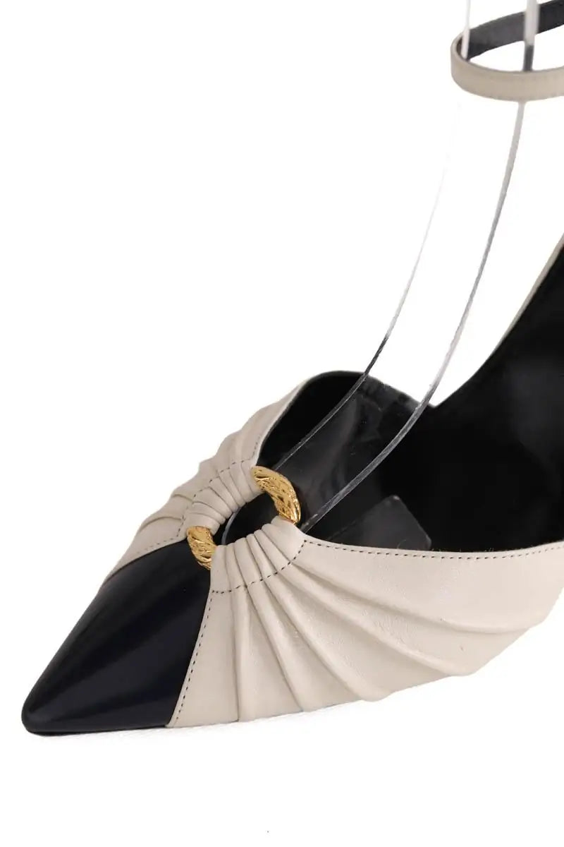 Talons Saint Laurent Ecru en Cuir