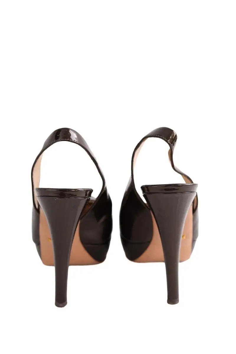 Talons Prada Kaki en Cuir verni