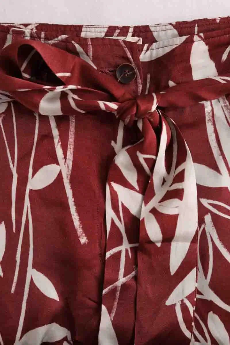 Pantalon large Diega Bordeaux en Viscose