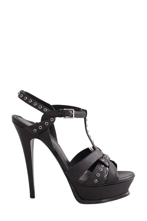 Talons Yves Saint Laurent Noir en Cuir, taille 38 - Seconde Main