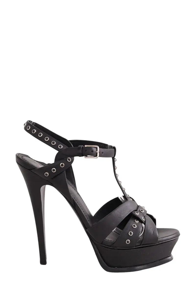 Talons Yves Saint Laurent Noir en Cuir, taille 38 - Seconde Main