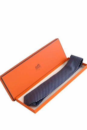 Cravate Hermès Bleu en Soie