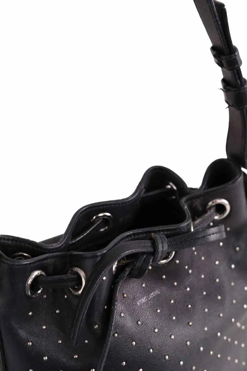 Sac à bandoulière Saint Laurent Sac Seau Emmanuelle Noir en Cuir