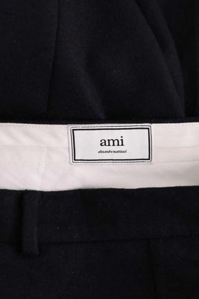 Pantalon droit Ami Noir en Laine
