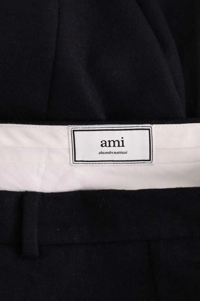 Pantalon droit Ami Noir en Laine