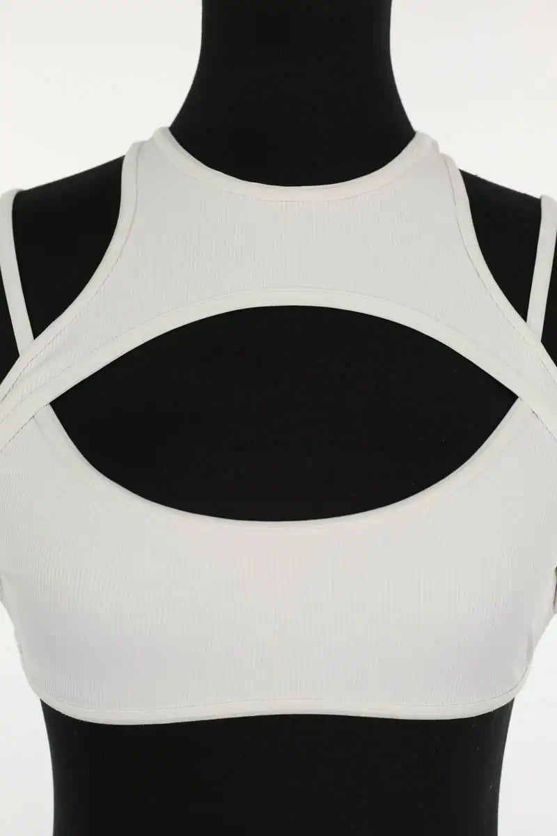 Top sans manche Andreadamo Blanc en Polyamide