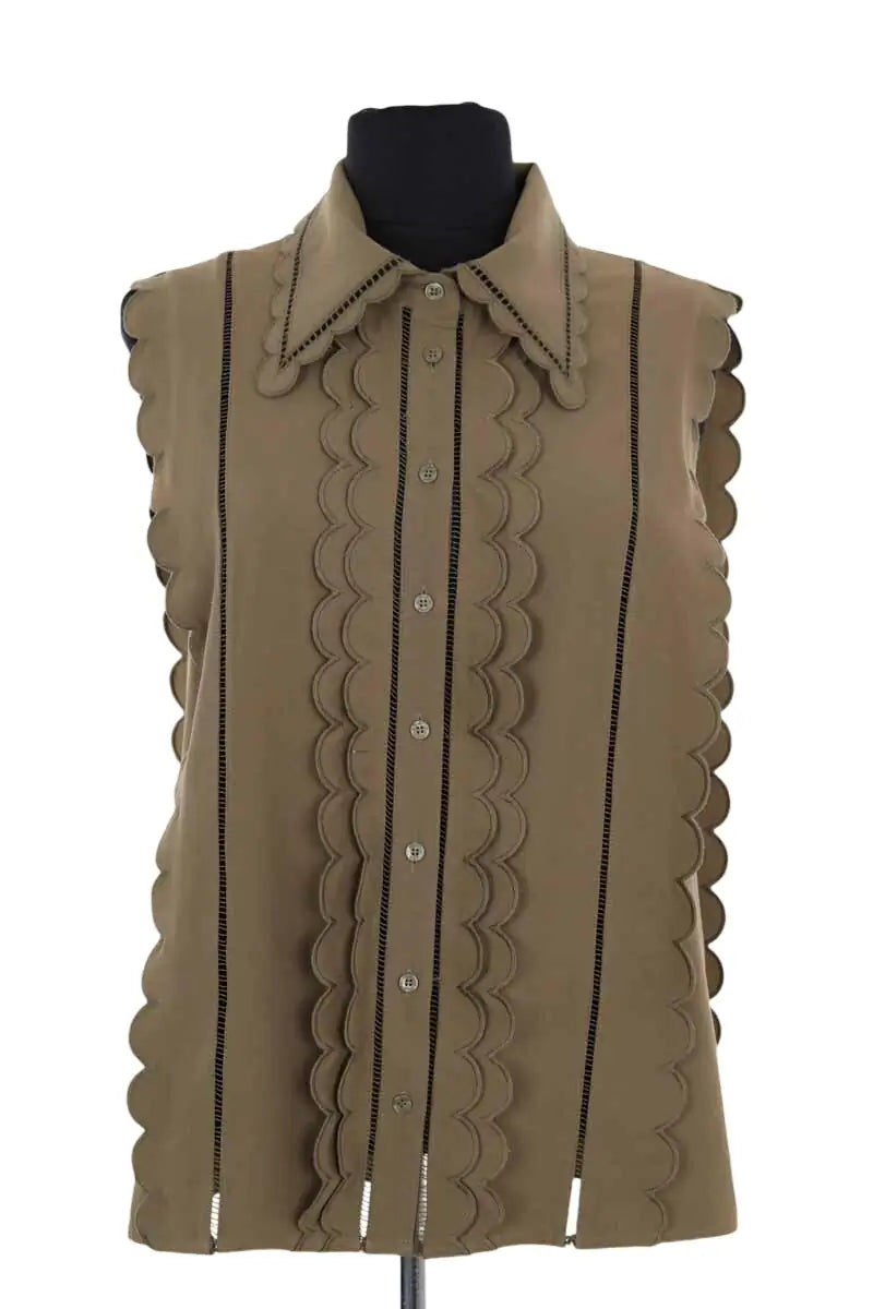 Top sans manche Claudie Pierlot Kaki en Synthétique, taille M - Seconde Main