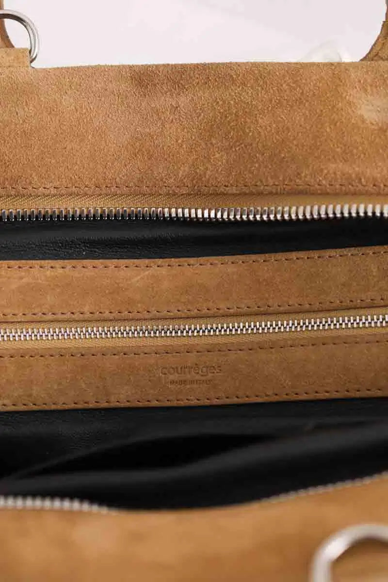 Sac à main Courrèges Three sixty M Camel en Daim