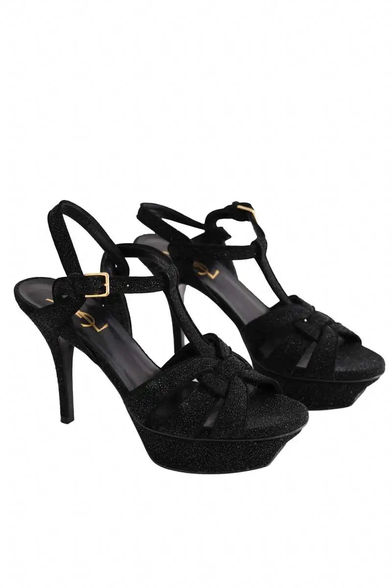Talons Saint Laurent Noir en Cuir