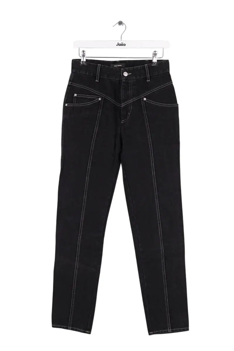 Jean droit Isabel Marant Noir en Coton, taille M - Seconde Main